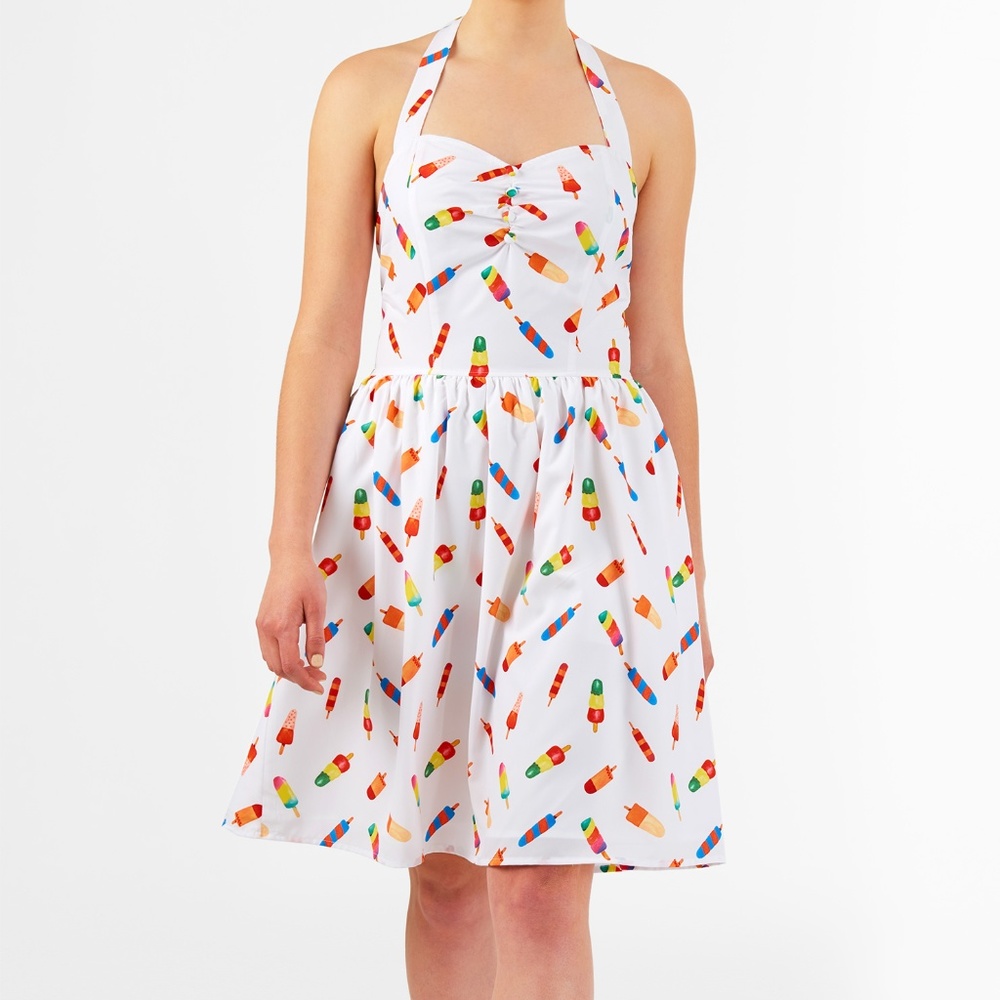 Popsicle print halter neck crepe dress